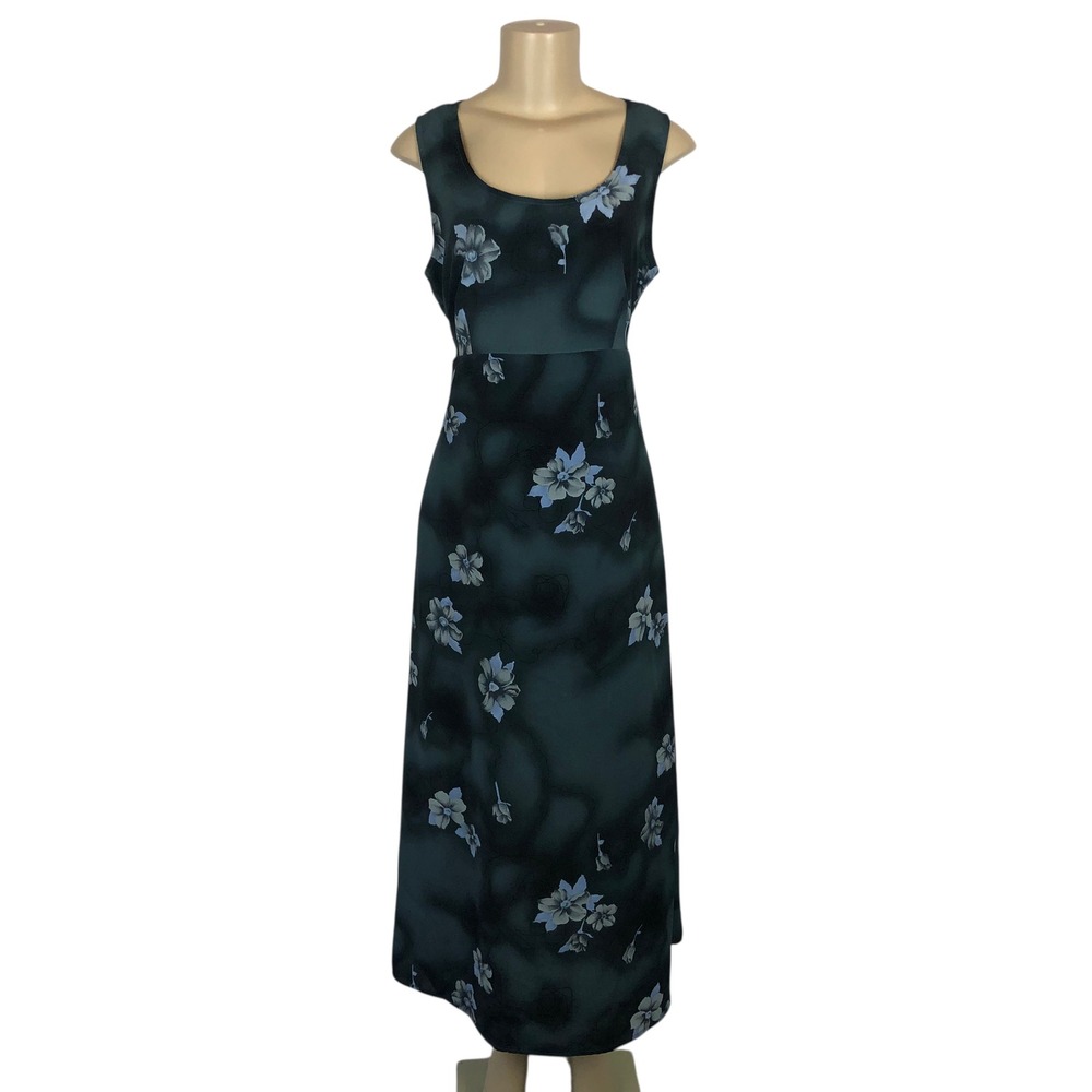 DBY Vintage Y2K Floral Print Satin Maxi Dress Size 10/11 90s Fairy Whimsigoth